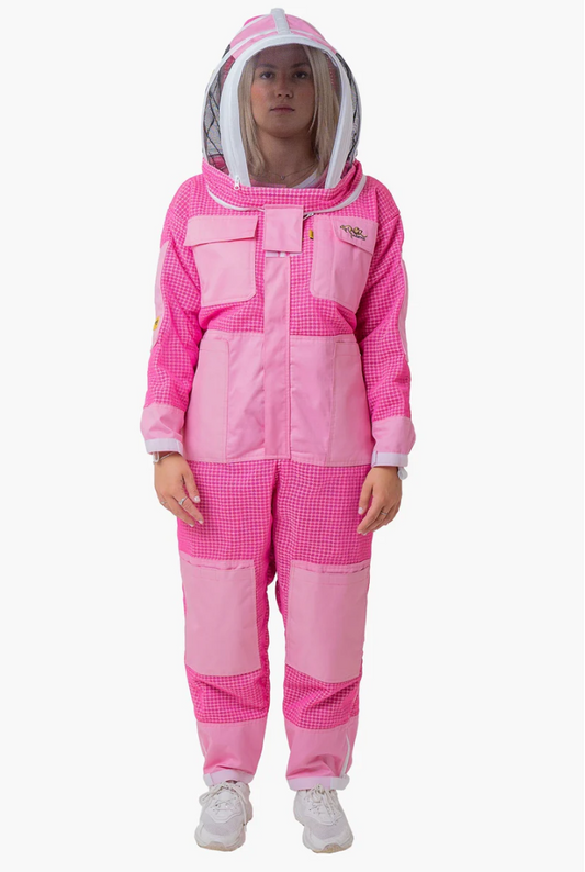 Oz Armour Pink Beekeeping Suit with Fencing Veil and Gloves