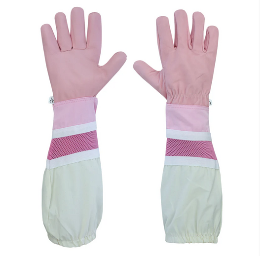 Oz Armour Pink Ventilated Cow Hide Beekeeping Gloves